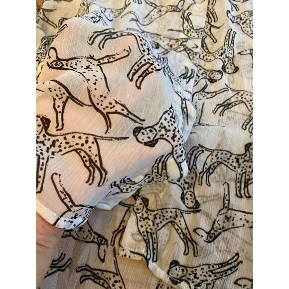 A New Day women's sheer dog patterned high low collared button front blouse sz S - Picture 4 of 8